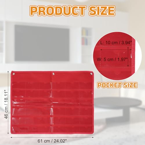 PATIKIL 2"x4" Index Card Holder Sleeve 36 Card Slots Organizer Sleeve - color: Red
