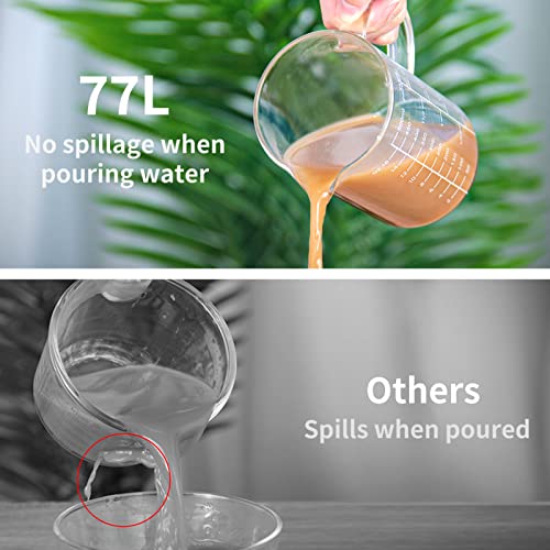 77L 2 Cup Glass Measuring Cup (0.5L), High Borosilicate Glass Measuring Cup - color: White measuring scale, size: 500 ML (2 Cup)