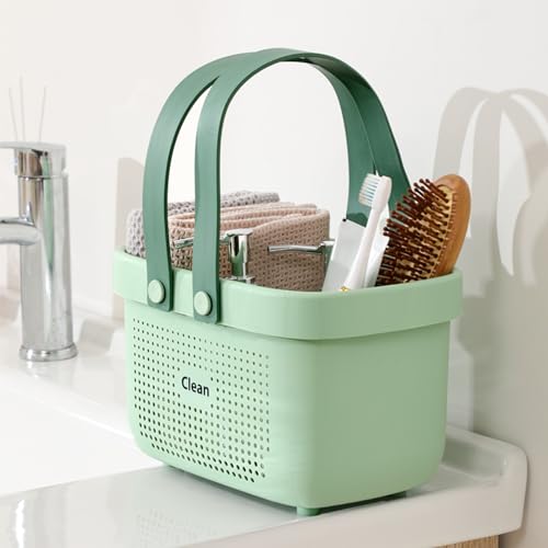 Portable Shower Caddy Basket with Handle Plastic Storage Basket Small Green - color: Green, size: Small