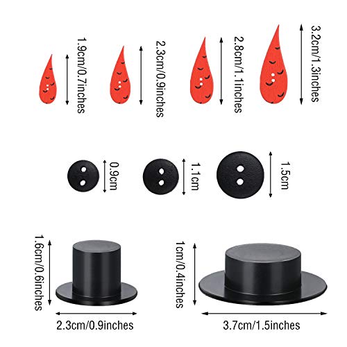 300 Pcs Christmas Snowman Ornament Set, Carrot Nose Black Hats Eyes Buttons