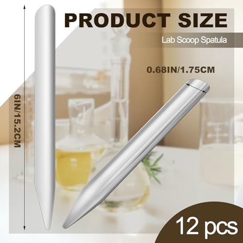 Zonon 12 Pcs 6 Inch Lab Spatula Stainless Steel Bead Scoop Round Pointed