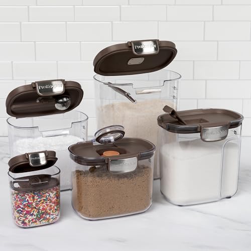 ProKeeper+ Airtight Food Storage Container Set – Clear Plastic Flour and Sugar Canister Set with Magnetic Accessories for Kitchen Organization (Brown, 9-Piece) - color: Brown, size: 9-Piece