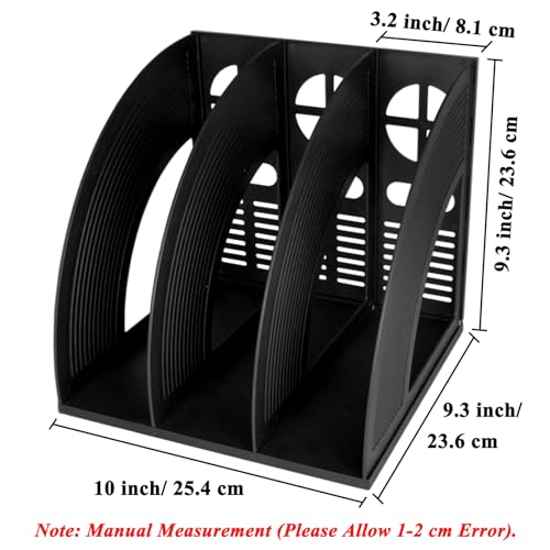 SAYEEC Magazine Holder Sturdy Binder Holder Desk File Sorter Plastic File Folder Organizer Stand Book Shelf Dividers Vertical Storage Rack Desktop Bookshelf Display Box for Office School Home (Black) - color: Black-1 Section