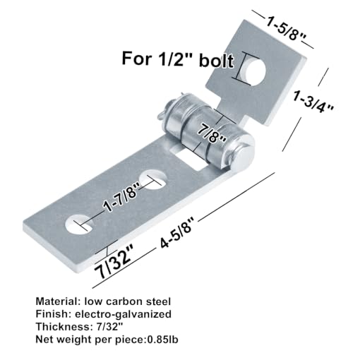 6 Pack 1-5/8" Strut Channel Hinge, Adjustable Angle Bracket