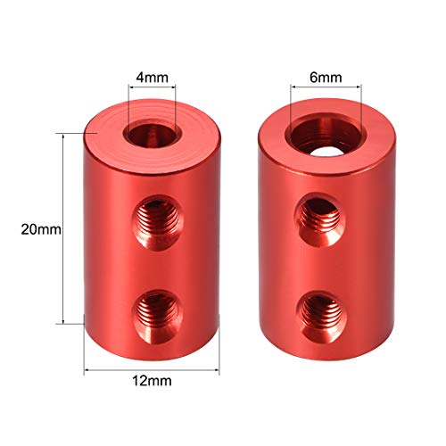 uxcell 4mm to 6mm Bore Rigid Coupling Set Screw L20XD12 Aluminum Alloy,Shaft Coupler Connector for RC Airplane Boat, Motor Accessories,Red,2pcs - size: 4mm to 6mm