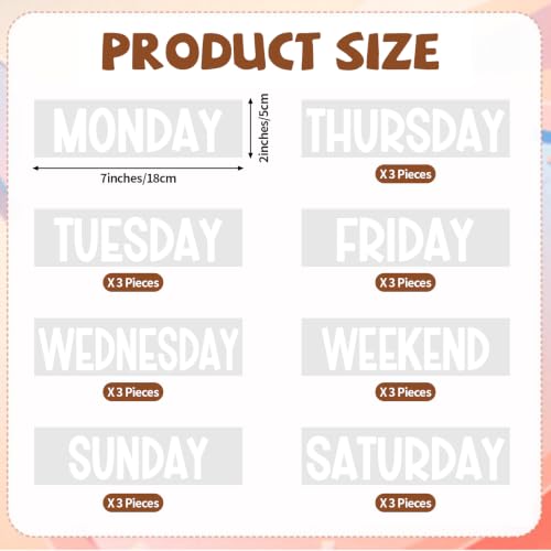 24 Pieces Days of The Week Stickers for Drawers Monday Through Friday Weekday Labels for Clothes Organizer Plastic Bin for School Clothes Classroom Organization (White) - color: White