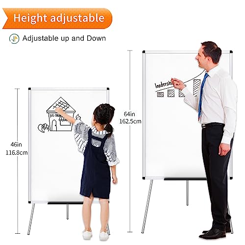 VIZ-PRO Magnetic Easel Whiteboard, 36 x 24 Inches, Height Adjustable Stand - size: 36 x 24 Inches