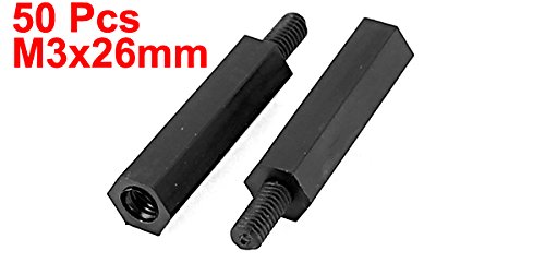 uxcell A15060200ux0459 M3 20+6mm Male Female Thread Nylon Hex Standoff Spacer Pillar (Pack of 50)
