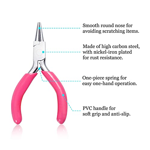 SPEEDWOX Mini Round Nose Pink PVC Handle Pliers - 3" Jewelry Making & Wire Wrapping DIY Craft Hobby Supplies - style: 3" Round Nose Pliers