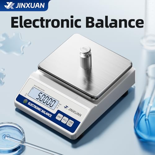 Digital Lab Scale 0.01g Accuracy 5000g Analytical Balance Scale Precision Scale for Weighing Gold Silver Jewelry Diamond Powder Grain Food, Electronic Gram Scale with 500g Weight, LCD Display, 7units - style: 5000gx0.01g with 500g Calibration Weights