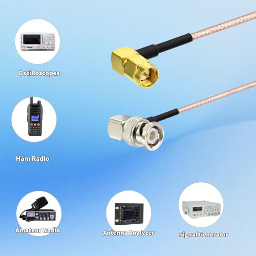 Superbat 20Inch SMA Male to BNC Male Adapter Right Angle RG316 Cable 2Pcs - color: BNC to SMA double elbow
