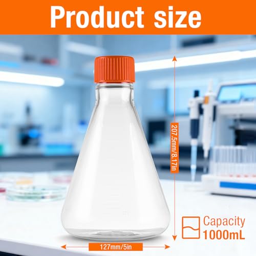 PEKYBIO Sterile PETG Erlenmeyer Flask, 1000mL, 1 Pcs - size: 1000mL 1pcs
