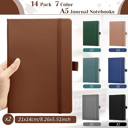 Laumoi 14 Pack Hardcover Lined Journal Notebooks Bulk,Deep Color,A5 - color: Deep Color, size: A5
