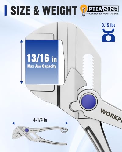 WORKPRO Mini Pliers Wrench, 4-Inch Wrench Pliers with Smooth Parallel Jaws - color: Silver
