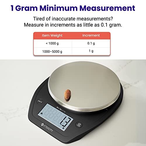 Etekcity 0.1g Food Scale, Bowl, Digital Grams and Ounces for Weight Loss, Dieting, Baking, Cooking, and Meal Prep, 11lb/5kg, Stainless Steel Black (Pack of 12) - color: Dark Black, size: 11lb (Pack of 12)