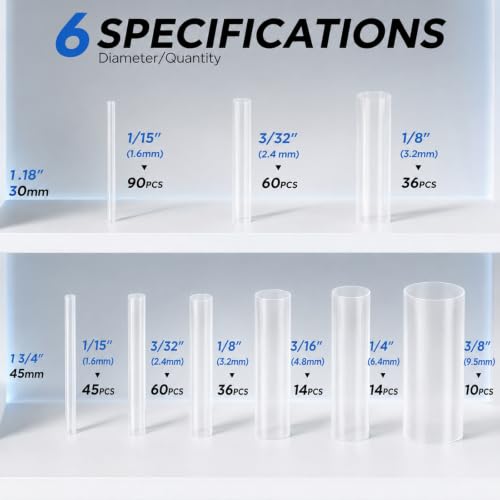 5:1 Heat Shrink Tubing Kit 365 PCS, Industry-Leading 5:1 Ratio Shrink Wrap Tubing Adhesive Lined, Heat Shrink Wire Connectors, Marine Grade Dual Wall, Waterproof Electrical Wire Tube Connectors(Clear) - color: Clear