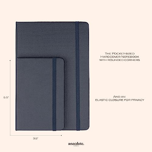 Anecdote Journal Notebook (5.5"x3.5" Pocket Size) 192 Lined Pages Hardcover - color: Ink Blue, size: 2-Pack (5.5" x 3.5")