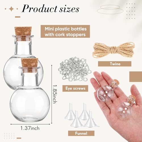 Bokon 50Pack 1oz Plastic Mini Potion Bottles with Corks, 1.4x1.8 In, Round - size: 1.4x1.8 In