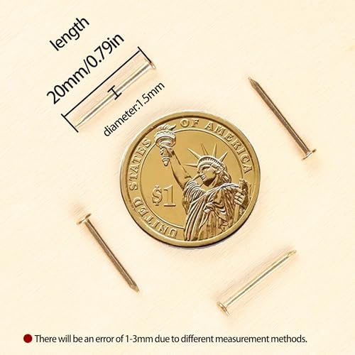 newlng 500PCS Small Nail Round Head Tiny Nails String Art Nails Hand-Made Hardware Accessories Fasteners Mini Nail 1.5mm X 20mm/0.06"X0.8"(DXL) Golden - color: Golden1.5*20mm