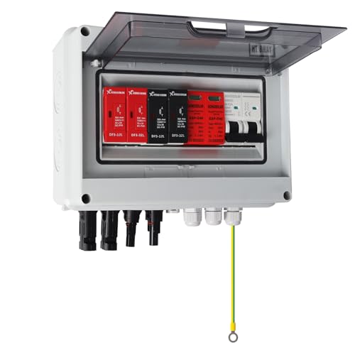 Solar Combiner Box 600V, 2 in 1 Out PV Junction Box with 15A Fuse - color: White-2 inputs and 1 Output