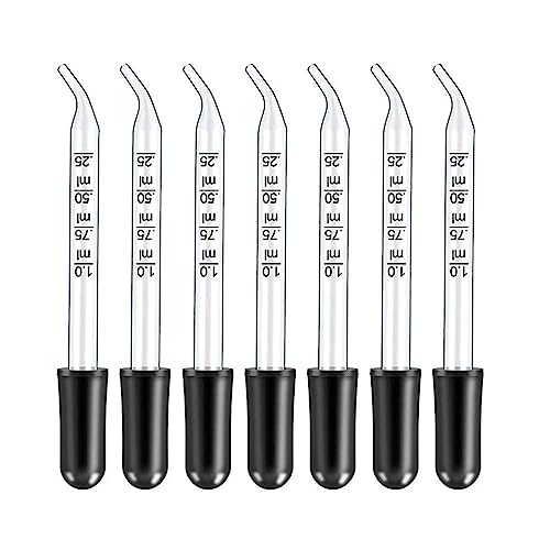 7Pcs Glass Scale Dropper Rubber Head Scale Pipette Dropper Essential Oil Bottle Straw Multi-purpose Droppers for School Home - size: Elbow