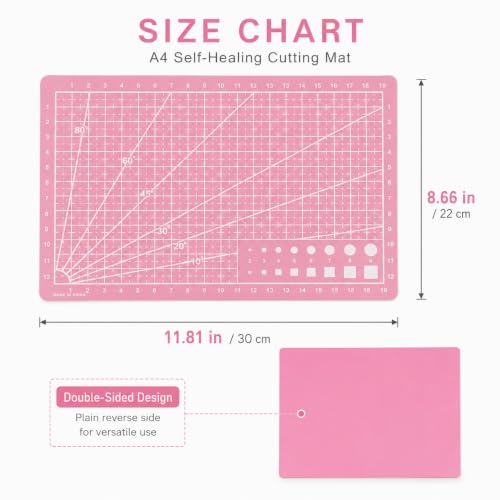 A4 Self-Healing Cutting Mat, Grid Craft Board for Sewing & DIY pink - color: Pink-A4