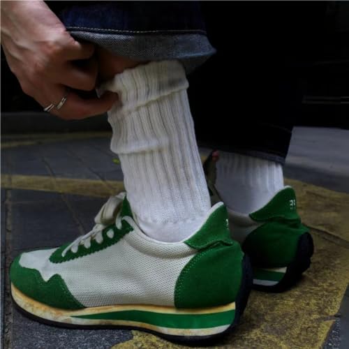DAUCO 4 Pairs 98% Cotton Socks for Men Women Crew Seamless Fall Slouchy Socks - color: 4 Pairs - Off White, size: 10-13