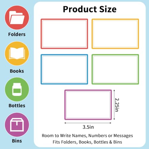 2.5x3.5 Removable Labels 200pcs, Writable Name Tags for Storage & Events - color: Rainbow, size: 2.25x3.5 Inch