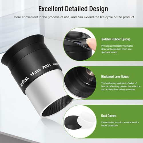 Astromania Telescope Eyepiece 1.25 Inch Plossl Eyepiece Telescope Lens 15mm - size: 1.25" - 15mm