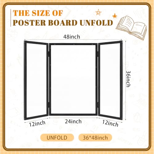 48 x 36 Trifold 3-Panel Display Board with Black Felt Board and Storage Bag - color: White-black, size: 48 x 36inch