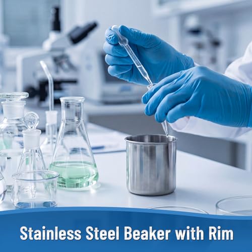 4 Pack 250ml Stainless Steel Beaker, Rolled Rim Laboratory