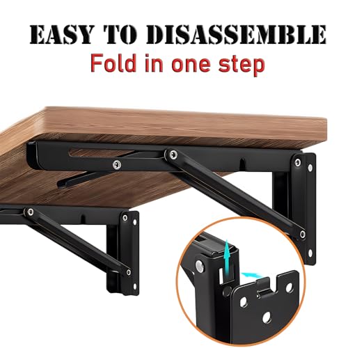 10 Inch Folding Shelf Brackets, 2 Pack Detachable Heavy Duty - size: 10 Inch