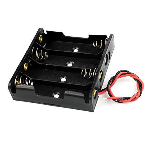 Battery Case Holder Box 4 x 1.5V AA Battery with Black and Red Wire Leads (6 Pcs) - size: 6 PCS-4AA