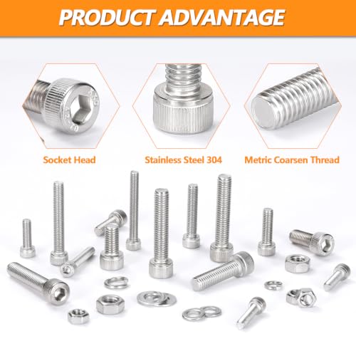 10 Sets Metric M10 Hex Socket Head Cap Screws Bolts Kit, M10-60mm Screws - size: M10 - 60mm