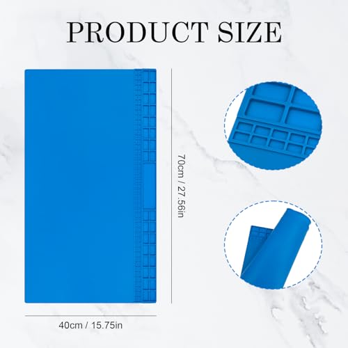 Oversized Large Soldering Mat, 27.6"x15.7" Heat Resistant Silicone Work Mat, 932°F Anti-Static & Magnetic Repair Pad for BGA Soldering Iron, Electronics, Phone, Laptop, PC, Watch Repair (Blue) - color: Blue