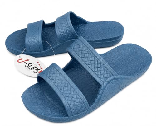 J-Slips Kids Sandals - Comfortable Boys and Girls Jesus Jandals for Beach and Summer - Waterproof Hawaiian Slides in 12 Colors, Sandalias - color: Blue Hawaii, size: 10-11 Little Kid