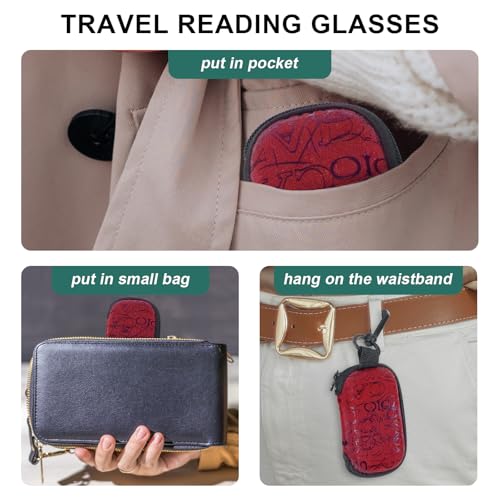 DXYXYO Folding Reading Glasses for Women 2 Pack Half Rim Pocket Metal - color: Red and Purple