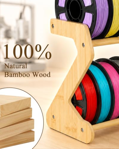 2 Tier Bamboo Wood 3D Printer Filament Storage Rack,Z-Shape Filament Holder