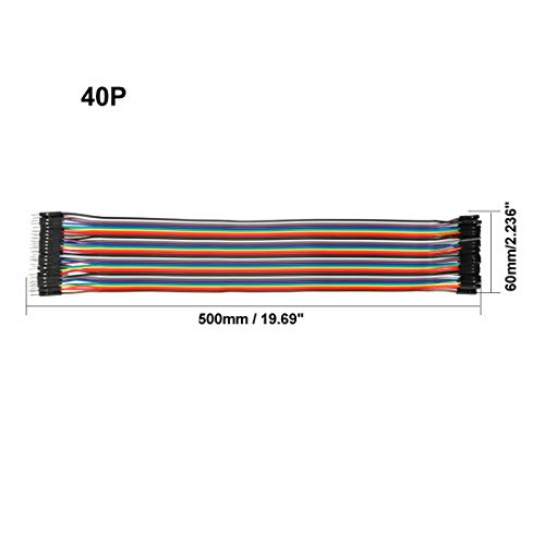 uxcell Male to Female 40Pin Breadboard Jumper Wire 2.54mm Pitch Ribbon Cable 50cm Long