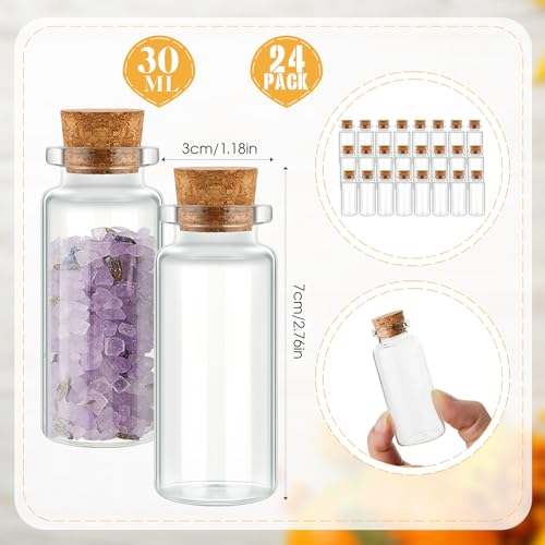Patelai 72 Pcs Small Glass Jars with Cork Lids, Mini Bottles,30ml/1oz - size: 30ml/1oz