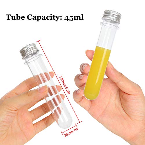 ASelected 60PCS 45ML Clear Plastic Test Tubes with Caps for Candy Storage