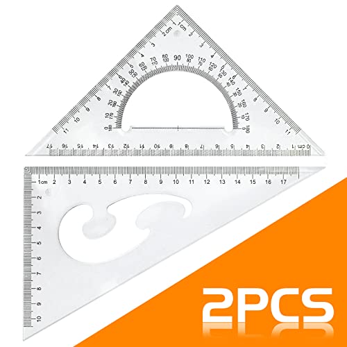 BronaGrand Triangle Ruler Square Set, 30/60 and 45/90 Degrees, Set of 2 - size: 11.5/17cm