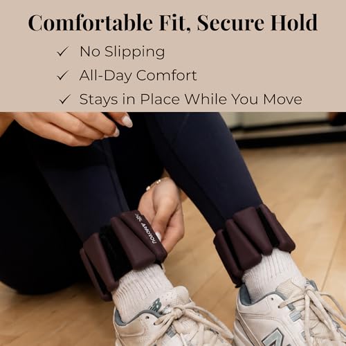 Wrist & Ankle Weights for Women – 2 lb Total, 1 lb Each | Weighted Bangles - color: Espresso