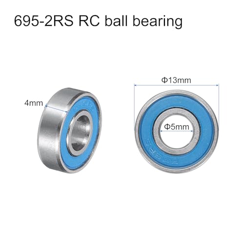 uxcell 20pcs 695-2RS Miniature Deep Groove Ball Bearings 5x13x4mm Double Sealed Bearings (Blue) for Electric Motor, Home Appliances, Machinery, P6 (ABEC 3) - color: Blue, size: 695-2RS