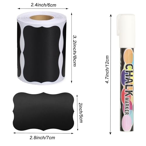 Chalkboard Labels -180pcs Removable Blackboard Stickers with 1 Chalk Marker - color: Wavy-180 Pcs