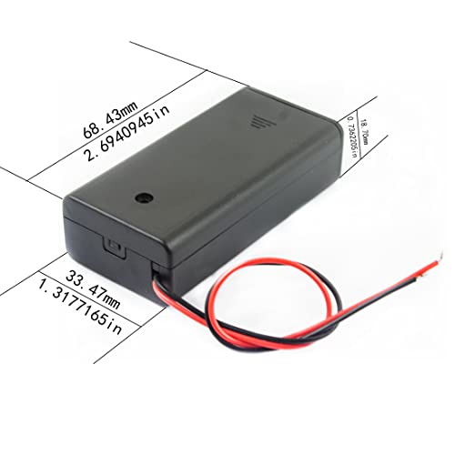 2pcs 2 x AA 1.5V (Total: 3V) Battery Holder Box Case with On/Off Switch Plastic ABS Storage for Electronic DIY Leads 2X Slots and Wires