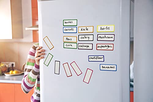 Dry Erase Magnetic Labels-60 PCS Reusable and Writable Name Magnets - color: Color Framed