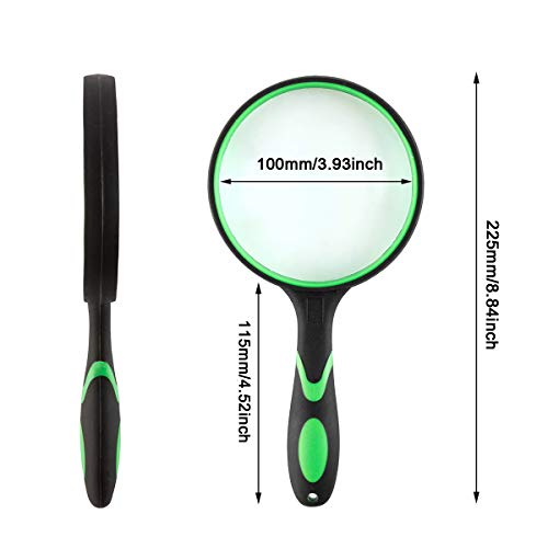 Rongon 10X Handheld Magnifying Glass, 100MM Large Reading Magnifier - color: Green