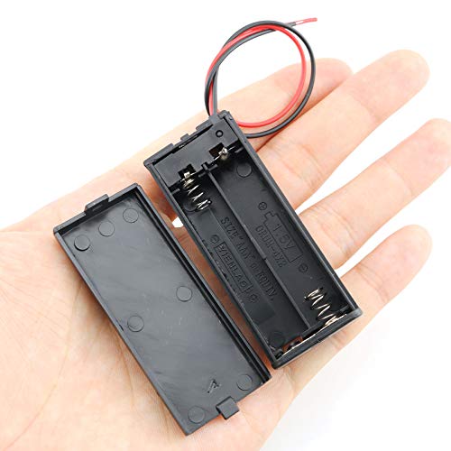 E-outstanding AAA Battery Case 5PCS 2 x 1.5V AAA Battery Case Holder,2 Slots x 1.5V AAA Battery Spring Clip Storage Box with ON/Off Switch and Wire Leads