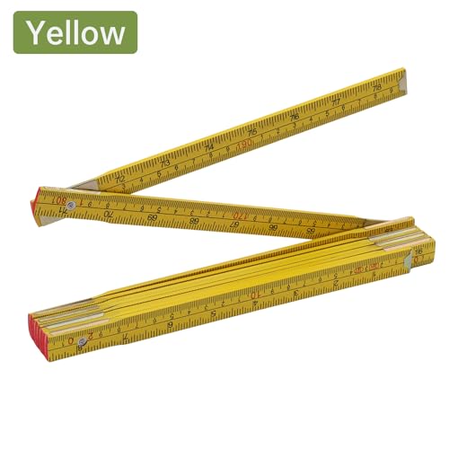 Folding Wood Rule, 2M / 78 inch Foldable Ruler for Carpenters Folding Meter Stick, Lightweight Composite Construction Ruler, Metric and Imperial Measurement Systems (1, Yellow, 2M/78 inch) - color: Yellow, size: 2M/78 inch